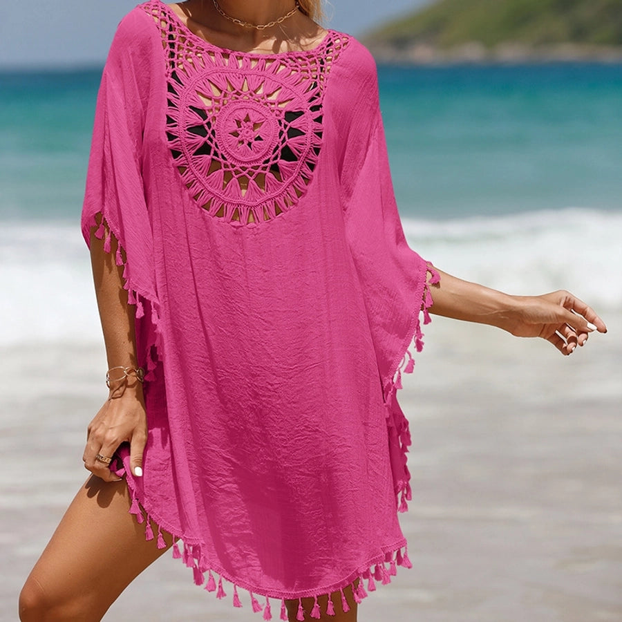women's fashion solid color hollow out cover ups