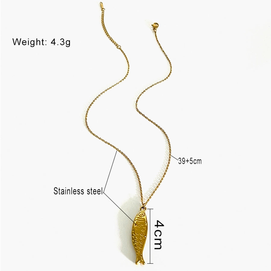 Casual Vintage Style Fish 18K Gold Plated 316L Stainless Steel  Arylic Beaded Chain Beaded Necklaces
