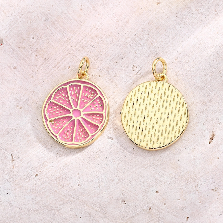 1 Pc/Package 17x15mm Hole 3~3.9mm Copper 18K Gold Plated Lemon Polished Pendant Jewelry Accessories