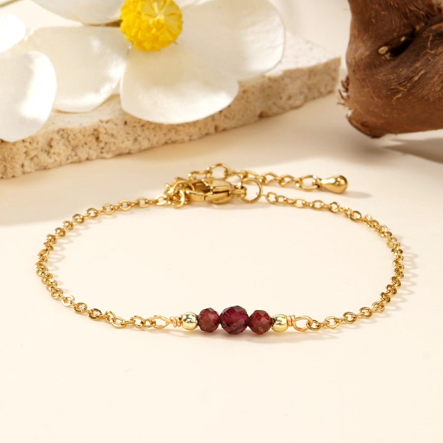 Bohemian Round 304 Stainless Steel natural stone cable chain String Bracelets