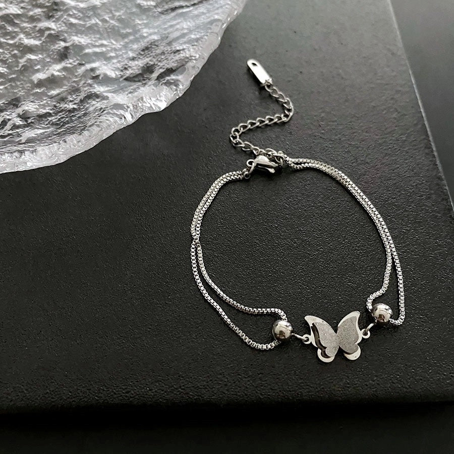 Casual Lady Simple Style Butterfly Titanium Steel box chain Bracelets In Bulk Stainless Steel Bracelets