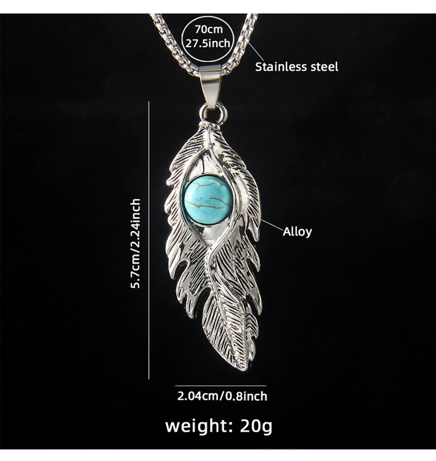 Hip-Hop Devil's Eye Feather 201 Stainless Steel Alloy Unisex Pendant Necklace