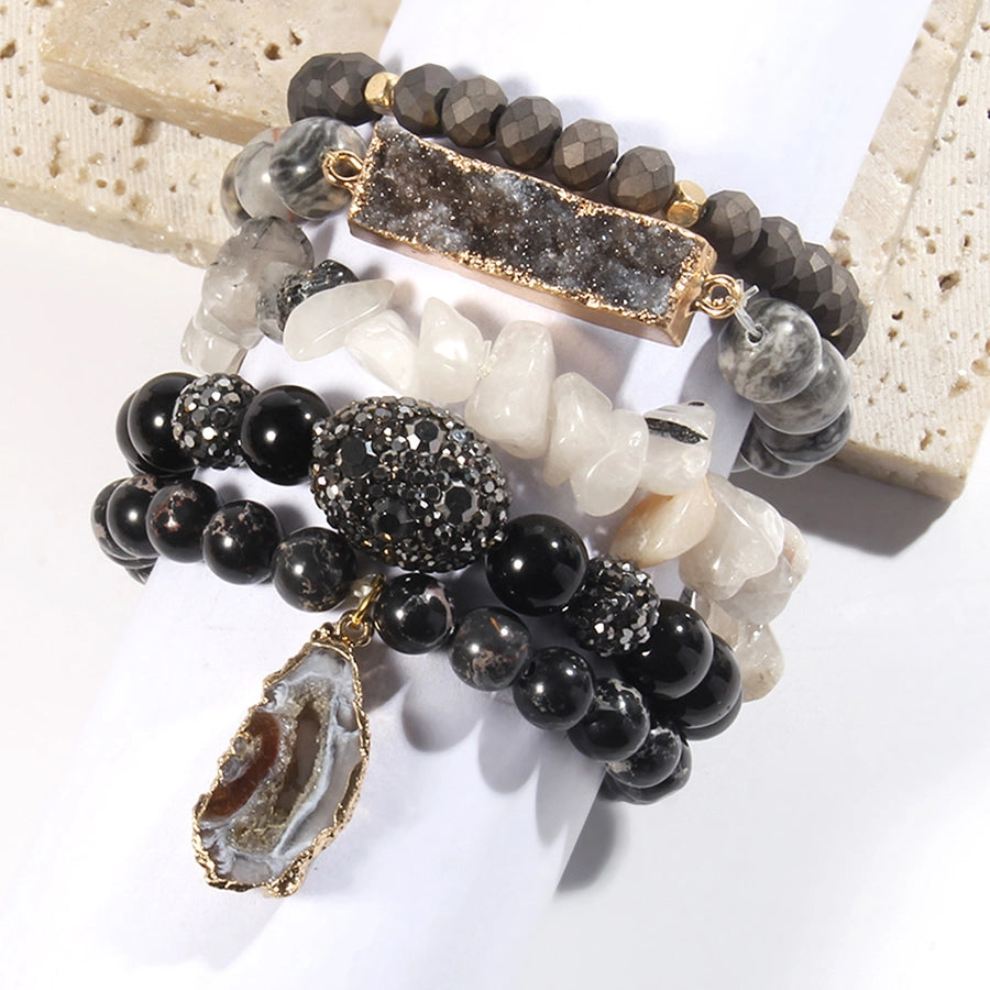 Vintage Style Bohemian Geometric natural stone Glass Beaded Chain Bracelets In Bulk Natural Stone Bracelet