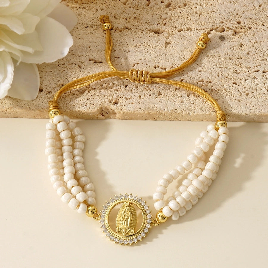 Retro Human Rhinestones Seed Bead rope Woven Chain Beaded Bracelets