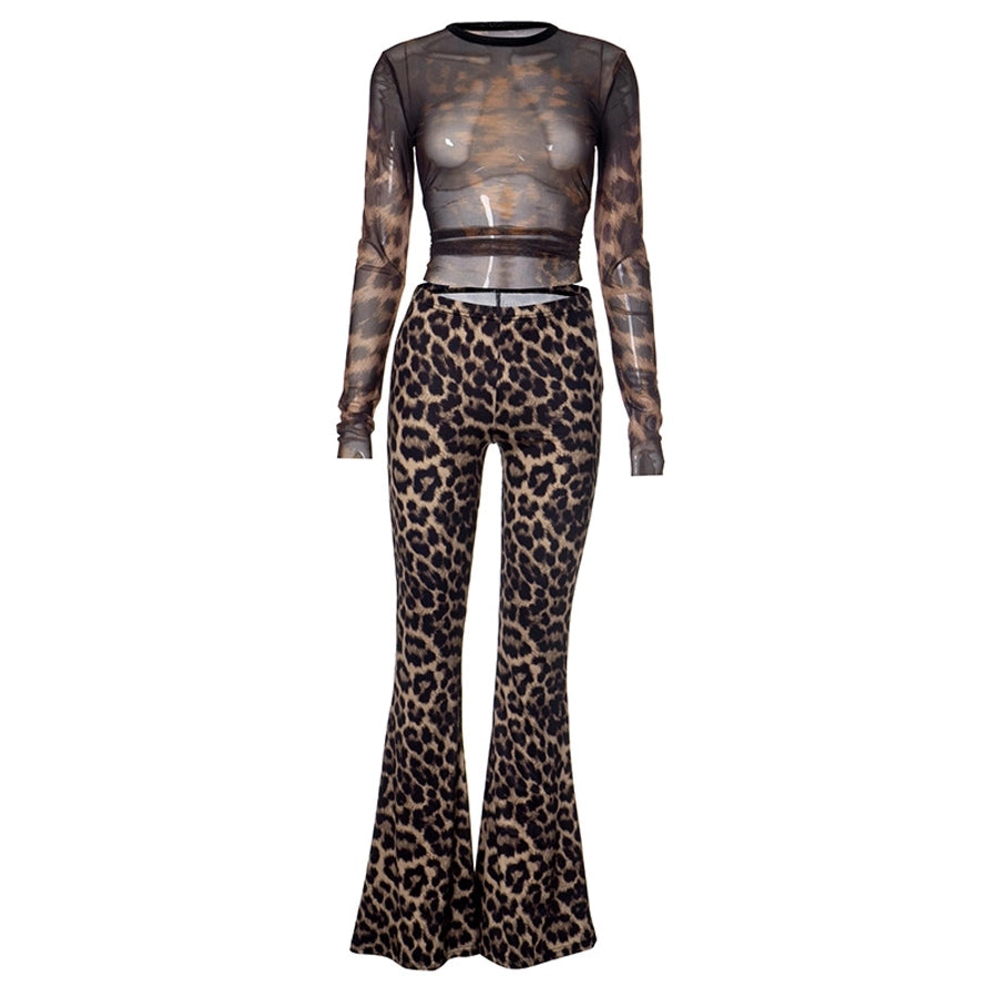Daily Women's Streetwear Leopard Spandex Polyester Pants Sets Pants Sets