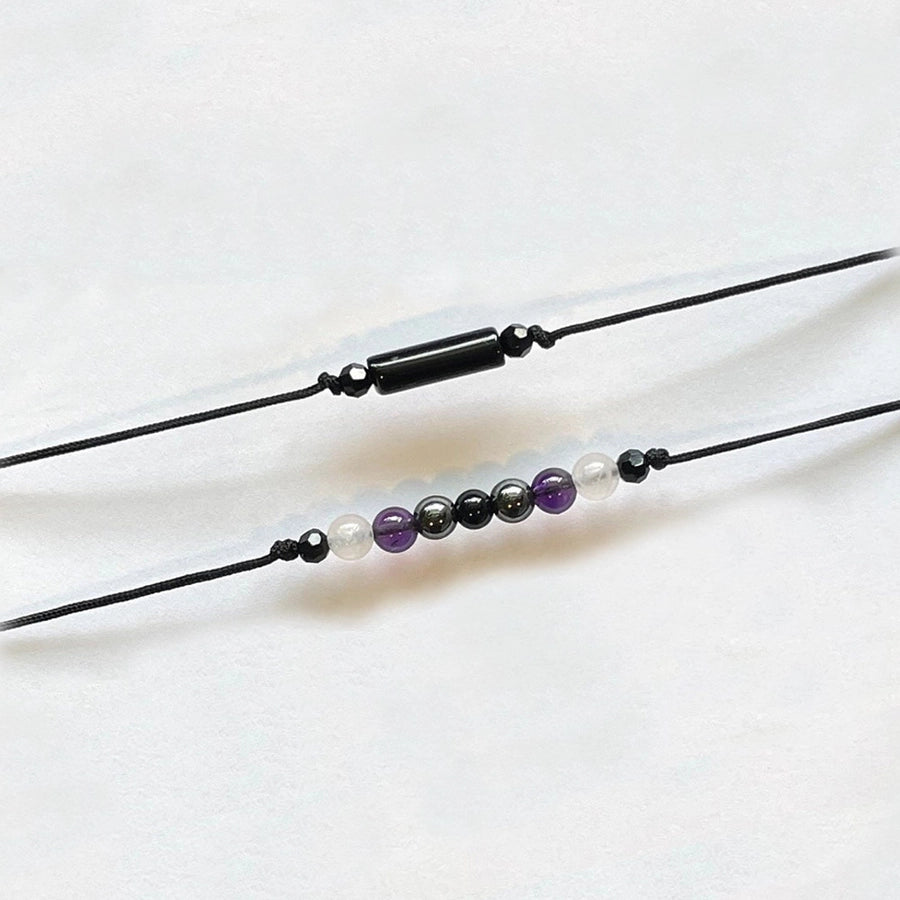 Casual Geometric Semi-precious stone rope Iron Gall Stone Woven Chain String Bracelets