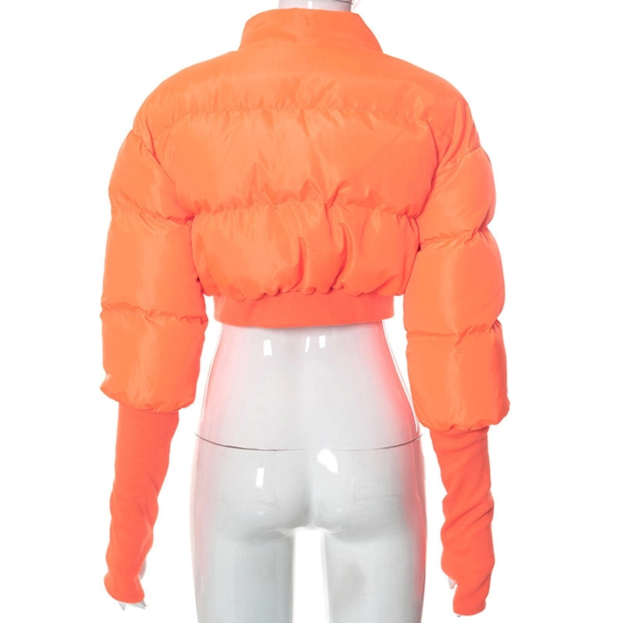 Women's Streetwear Solid Color Zipper Coat cotton clothes