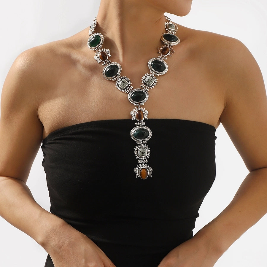 Vintage Style Ethnic Style Geometric Resin Iron  Pendant Necklaces