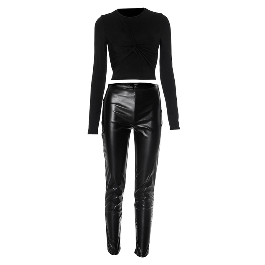Daily Women's Streetwear Solid Color Spandex Polyester Pants Sets Pants Sets