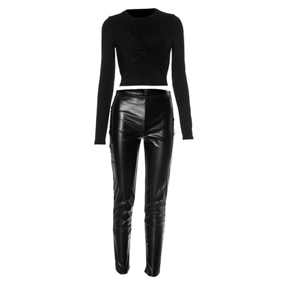 Daily Women's Streetwear Solid Color Spandex Polyester Pants Sets Pants Sets