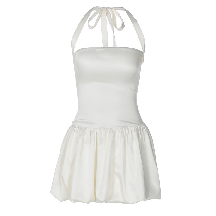 Women's Sheath Dress Sexy Halter Neck Backless Sleeveless Solid Color Short Mini Dress Banquet