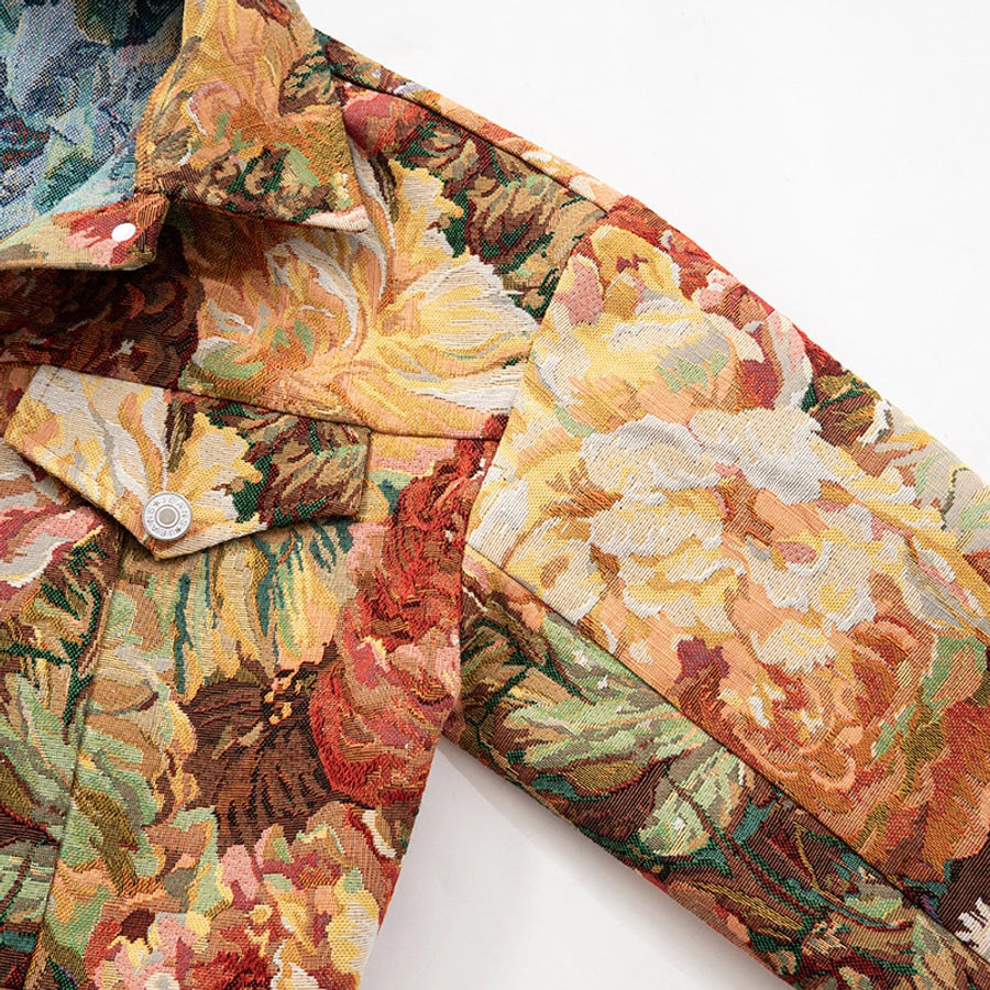 Women's Streetwear Flower Single Breasted Coat