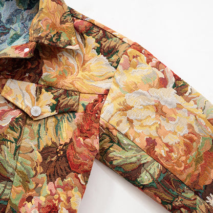 Women's Streetwear Flower Single Breasted Coat