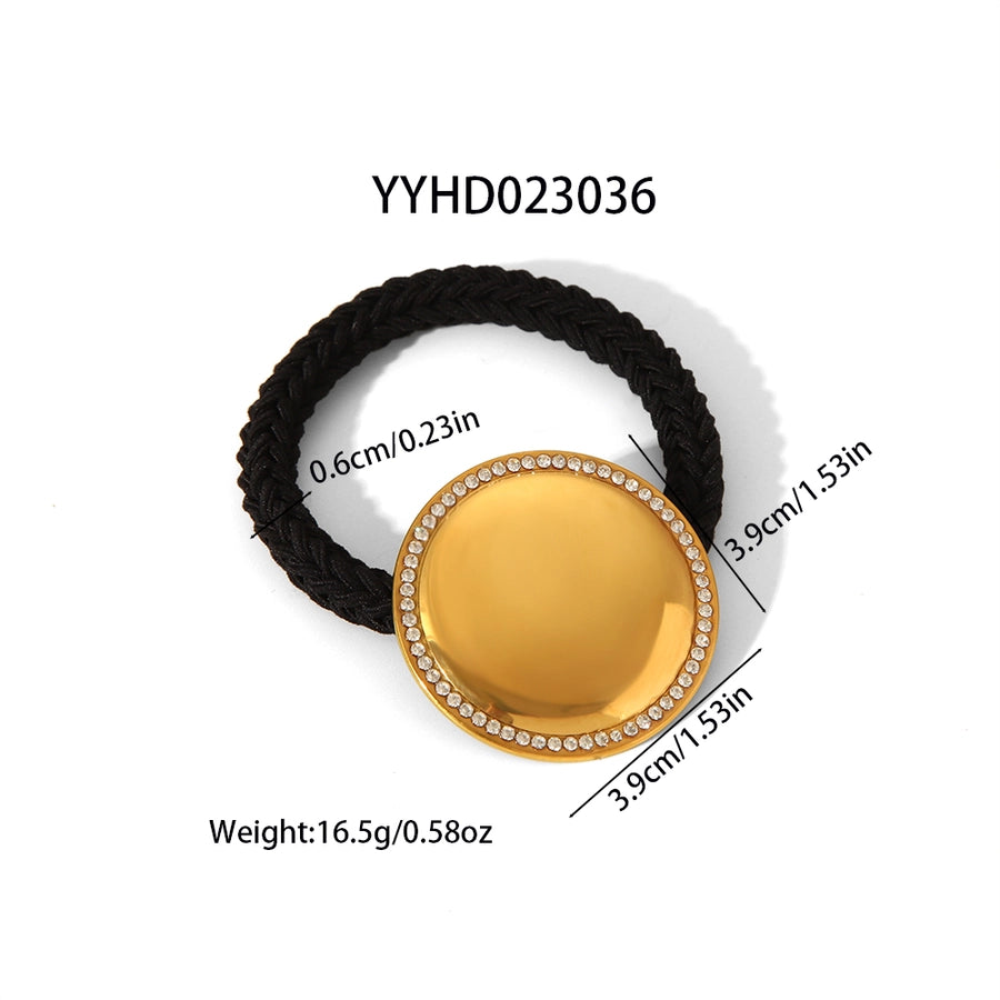 Women's Chinoiserie Fitness Exaggerated Geometric 304 Stainless Steel Elastic Band Polishing Plating Hair Tie