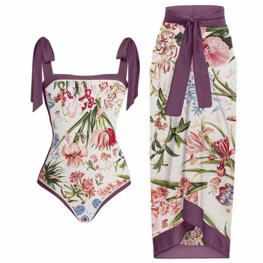 Women's Bohemian Sweet Flower 2 Pieces One Piece Swimwear