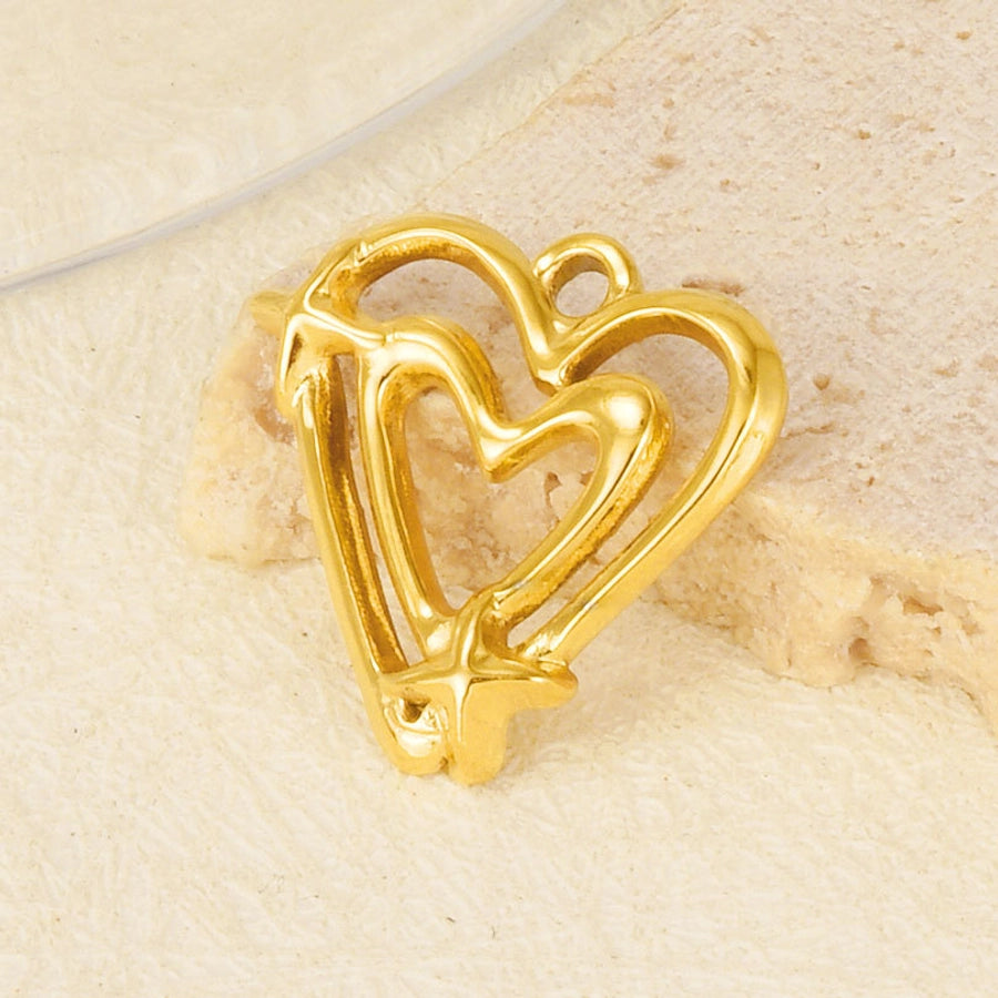 1 Piece 17*18 304 Stainless Steel 18K Gold Plated Heart Shape Pendant Jewelry Accessories