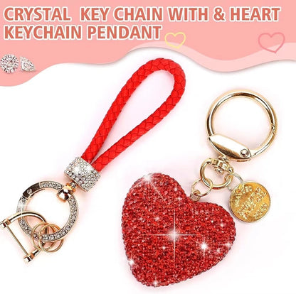 hot sale women's car keychain full diamond peach heart key chain Valentine's Day love keychain bag pendant