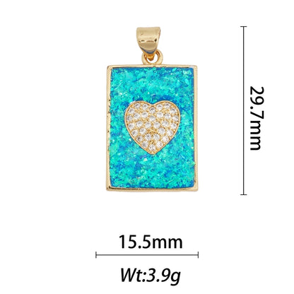 1 Piece Copper Moon Heart Shape Rose Pendant