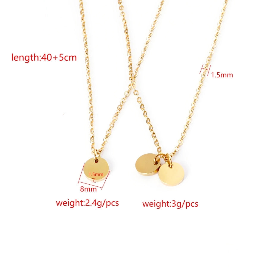 Jewelry Simple Style Round 304 Stainless Steel Plating Pendant Necklace