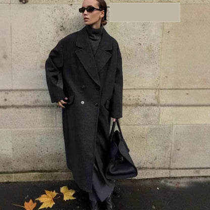 Women's Elegant Solid Color Double Breasted Coat