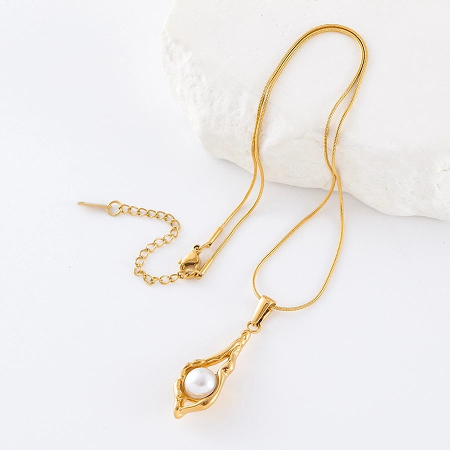 Jewelry Casual Elegant Classic Style Oval Water Droplets 304 Stainless Steel Pendant Necklace