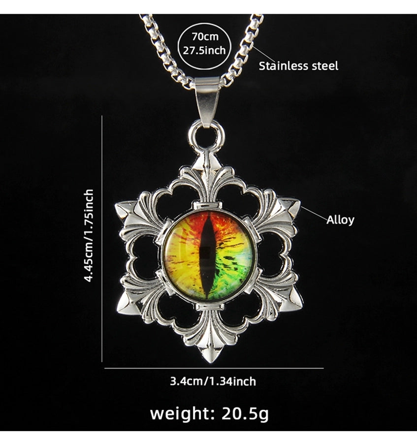 Hip-Hop Devil's Eye Snowflake 201 Stainless Steel Alloy Men's Pendant Necklace