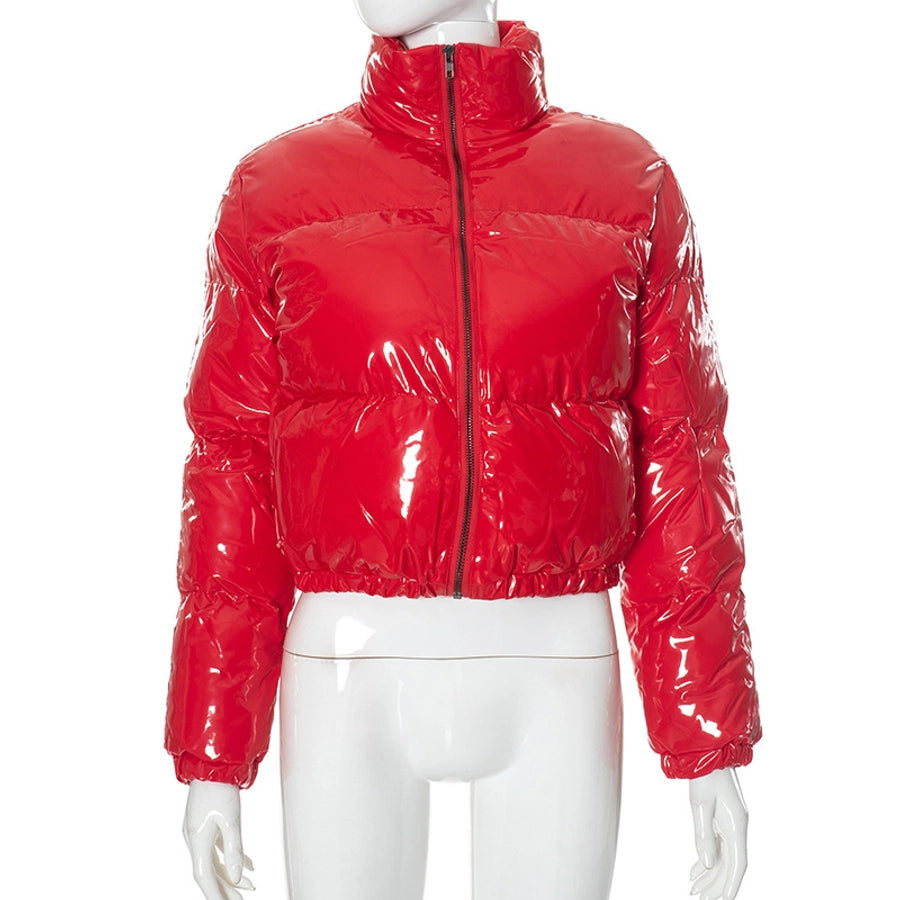 Women's Streetwear Solid Color Zipper Coat cotton clothes