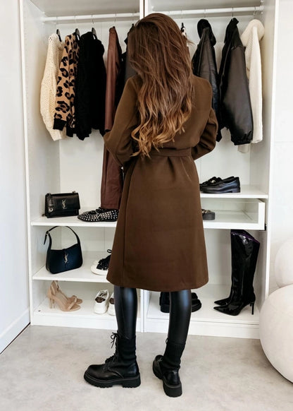 Women's Vacation Simple Style Solid Color Double Breasted Woolen Coat