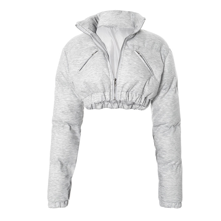 Women's Streetwear Solid Color Zipper Coat cotton clothes