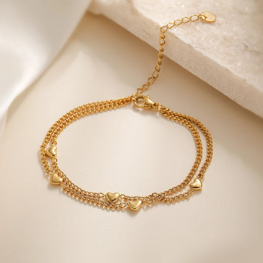 Simple Style Heart Shape 304 Stainless Steel O-shaped chain Bracelets In Bulk Stainless Steel Bracelets