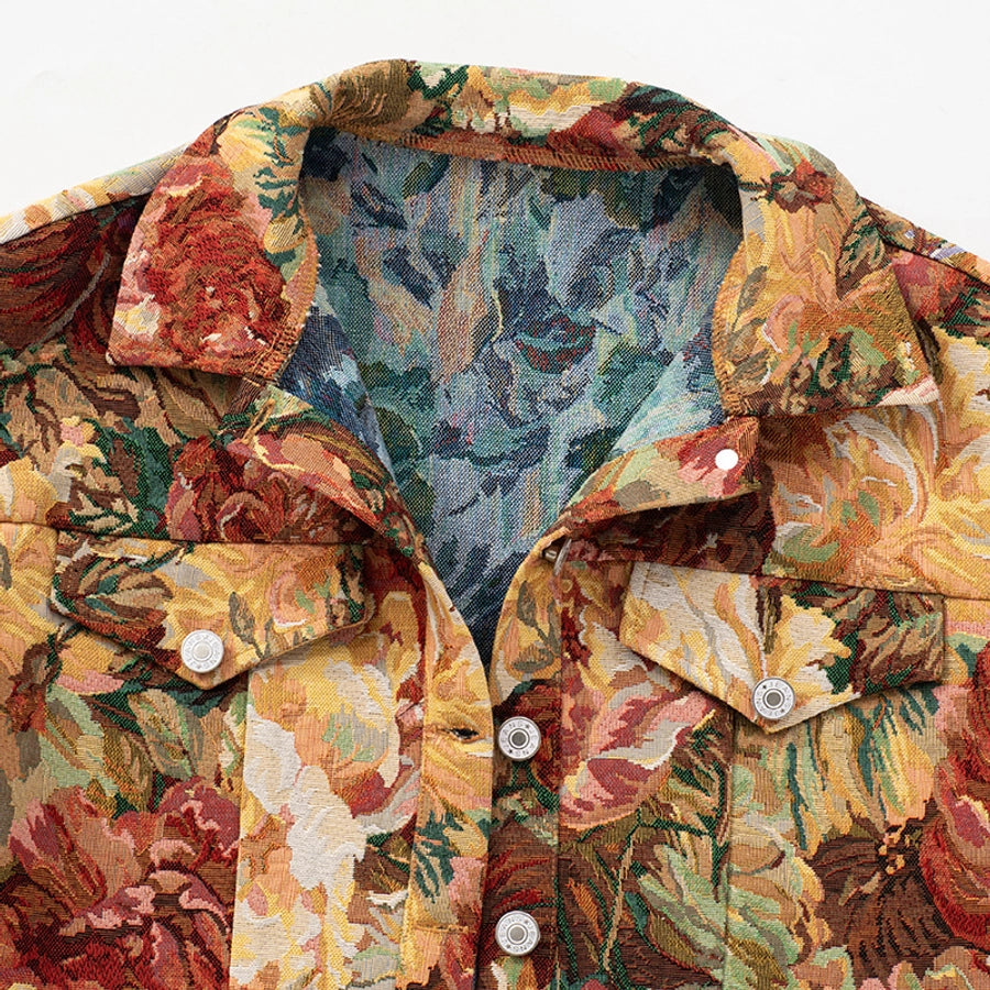 Women's Streetwear Flower Single Breasted Coat