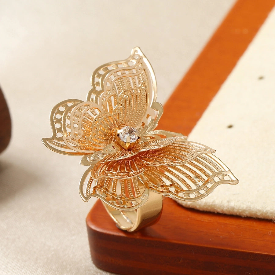 Cute Luxurious Butterfly Alloy Adults Rings