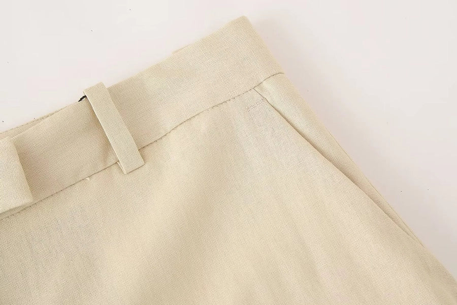 Business Women's British Style Solid Color Polyester Button Pants Sets Pants Sets