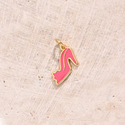 Fluorescent Pink Dripping High Heel Shoes Pendant (Gold) [15x11mm (Aperture: 3mm)]