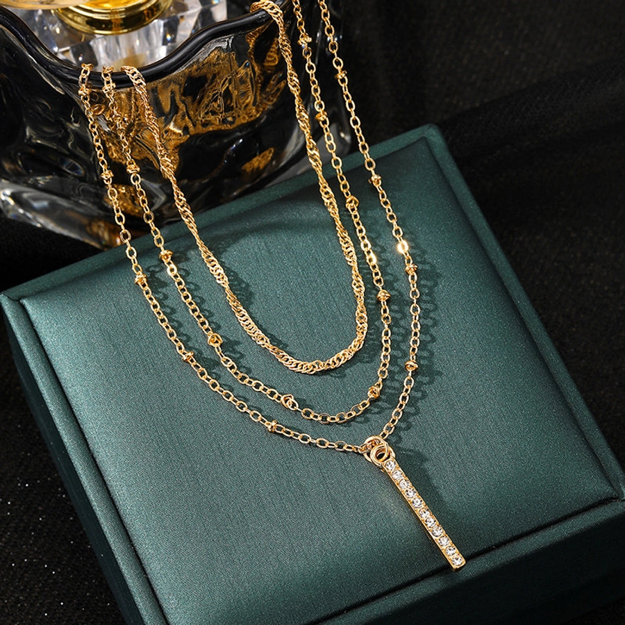 Original Design Lady Solid Color Geometric Mixed materials Paperclip Chain Pendant Necklaces