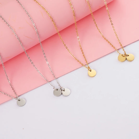 Jewelry Simple Style Round 304 Stainless Steel Plating Pendant Necklace