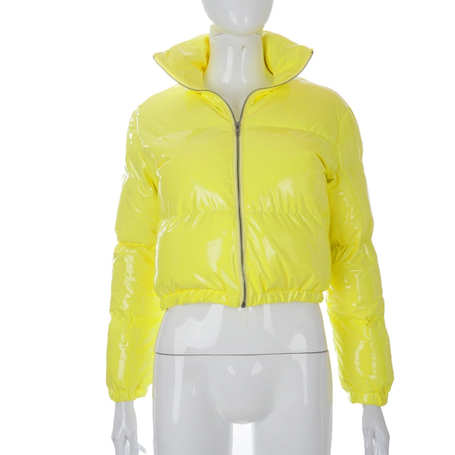 Women's Streetwear Solid Color Zipper Coat cotton clothes