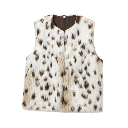 Women's Vacation Simple Style Leopard Vest Casual Jacket