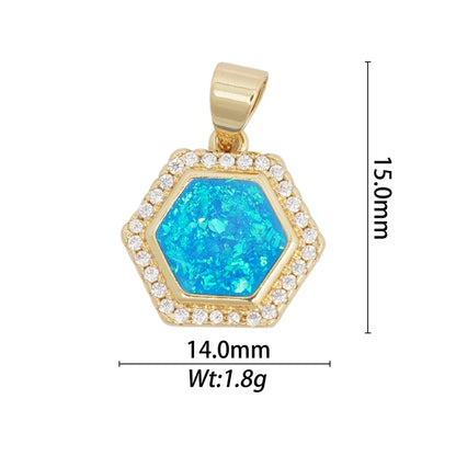 1 Piece Copper Zircon Hexagon Bear Planet Pendant