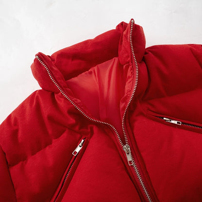 Women's Streetwear Solid Color Zipper Coat cotton clothes