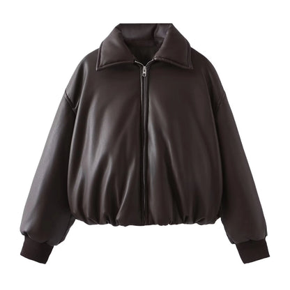 Women's Streetwear Solid Color Zipper Coat cotton clothes