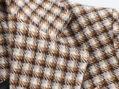 Women's Elegant Plaid Pocket Single Breasted Woolen Coat