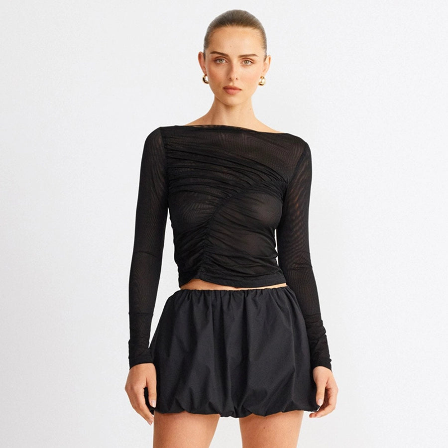 Women's T-shirt Long Sleeve Blouses Streetwear Solid Color