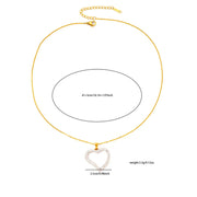 Titanium Steel White Zirconium Fat Hollowed Heart Shape Necklace