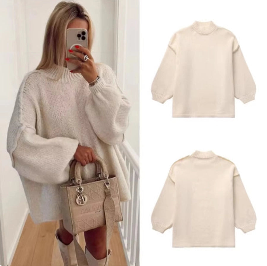 Women's Sweater Long Sleeve Sweaters & Cardigans Elegant Simple Style Solid Color