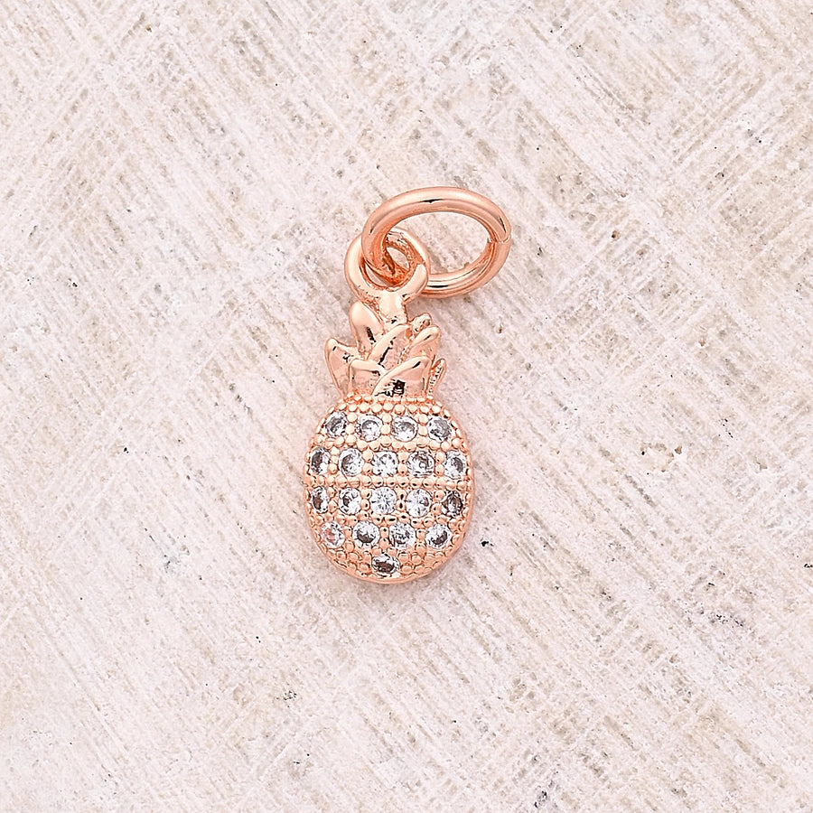 1 Pc/Package 12x6mm 13x10mm 13x6mm Hole 3~3.9mm Copper Zircon 18K Gold Plated Rose Gold Plated White Gold Plated Apple Pineapple Bow Knot Polished Pendant Jewelry Accessories