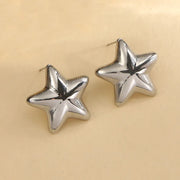 Pentagram stud earrings-Silver