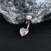 Steel Color Heart-Shaped AB White Zirconium