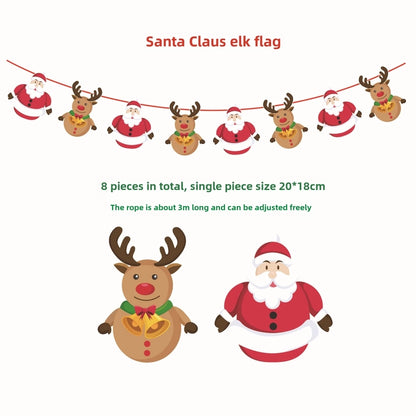 Christmas Paper Flag Christmas Window Hotel Scene Decoration Flag  Santa Claus Flag