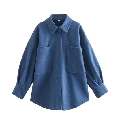 Women's Streetwear Solid Color Single Breasted Woolen Coat Woolen Coat